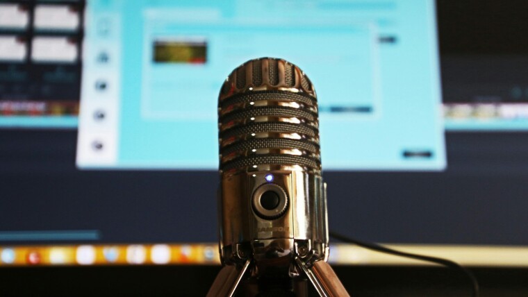 Microphone in front of a monitor