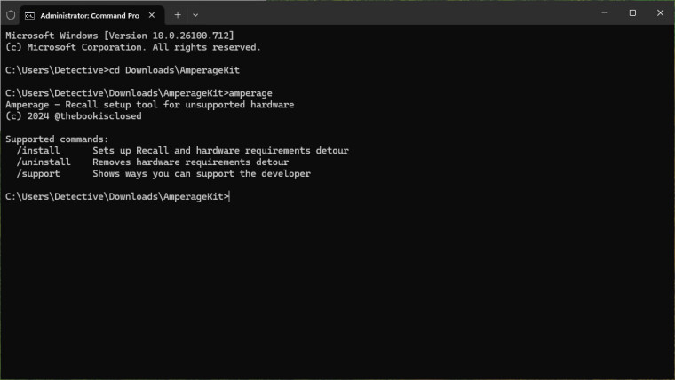 Amperage Windows console app