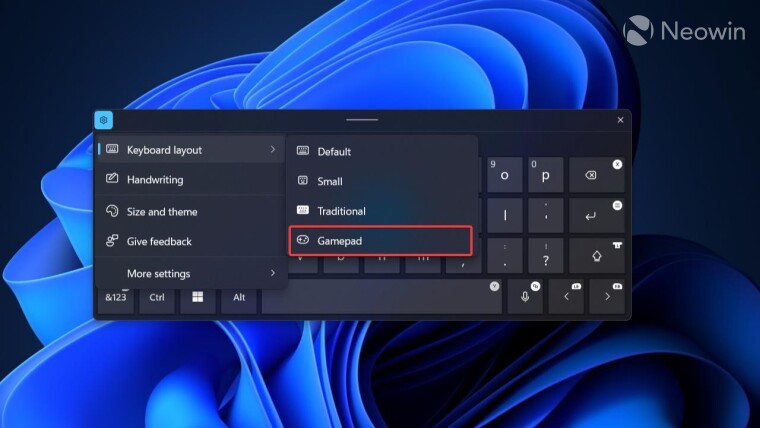 Windows 11s new gamepad keyboard layout