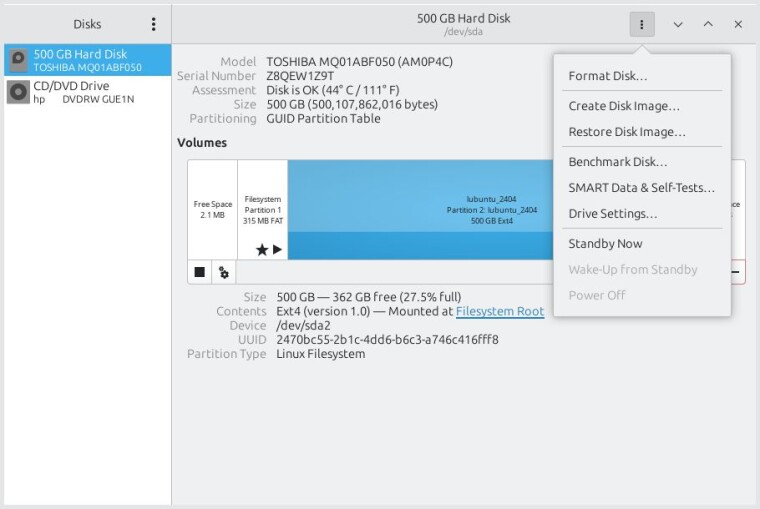 GNOME Disks screenshot