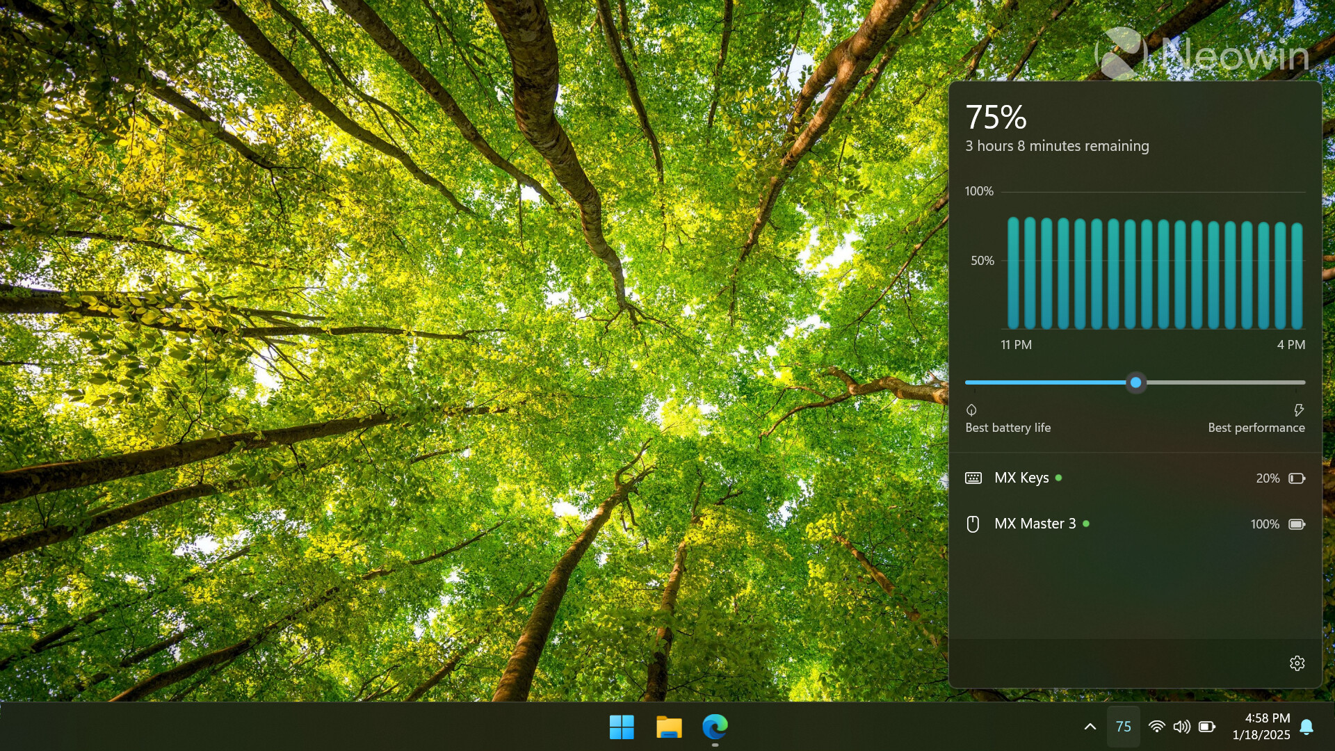 The Battery Flyout app in Windows 11