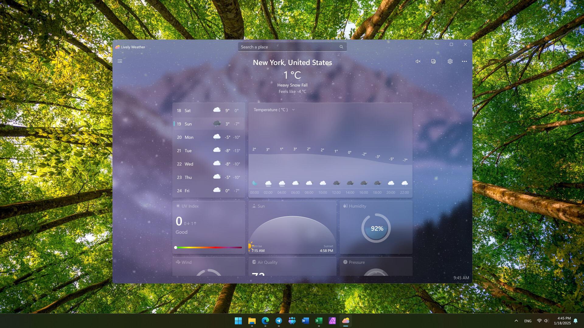 Lively Weather app in Windows 11