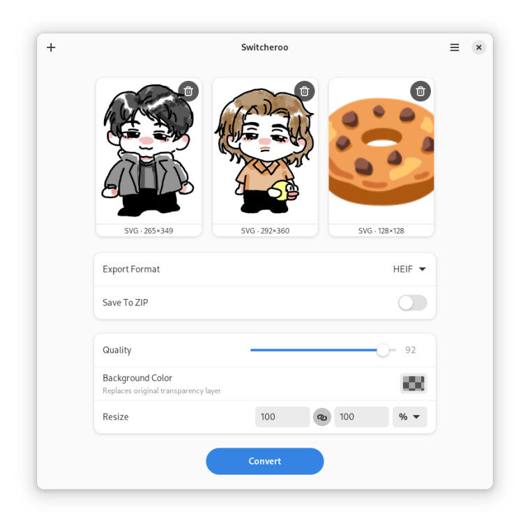 A screenshot of Switcheroo in action