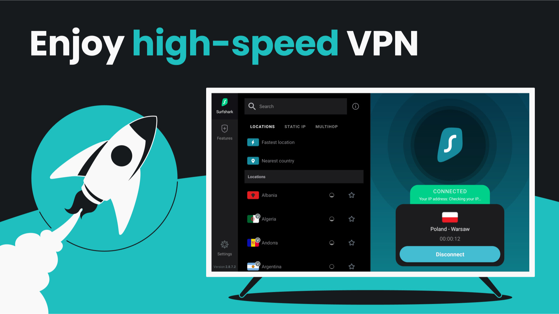 surfshark vpn lettering on teal background