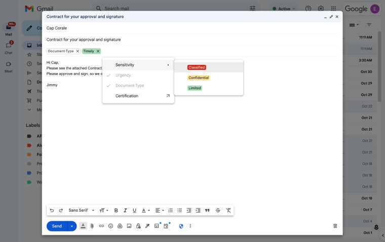 Google Data Classification Data classifications labels for Gmail leaves open beta, now generally ...