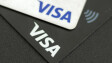 Black and white credit cards Visa close up Visa contactless payment cards closeup Top view Selective