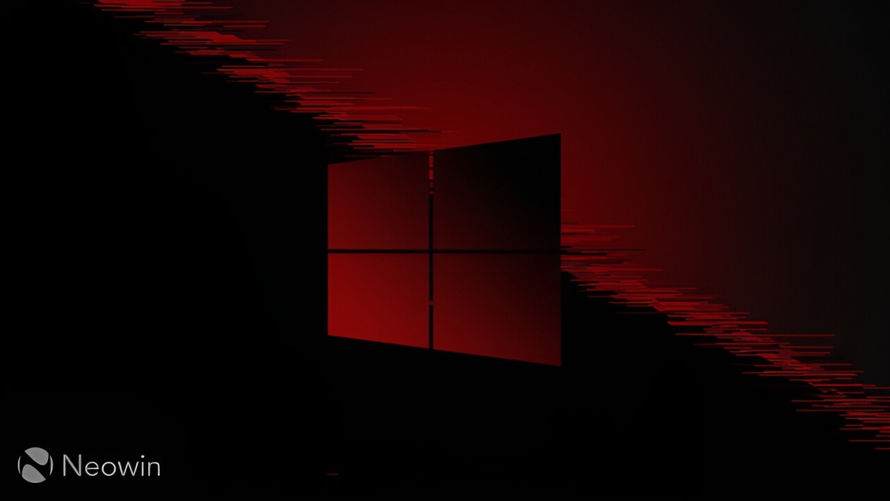 windows 10 in red suggesting flaw or issue or bug