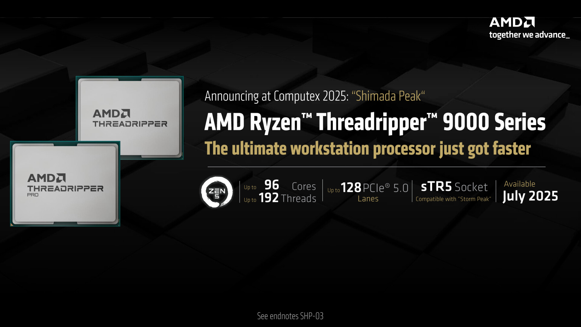 AMD computex 2025 launch for 9060 xt R9700 Threadripper 9000