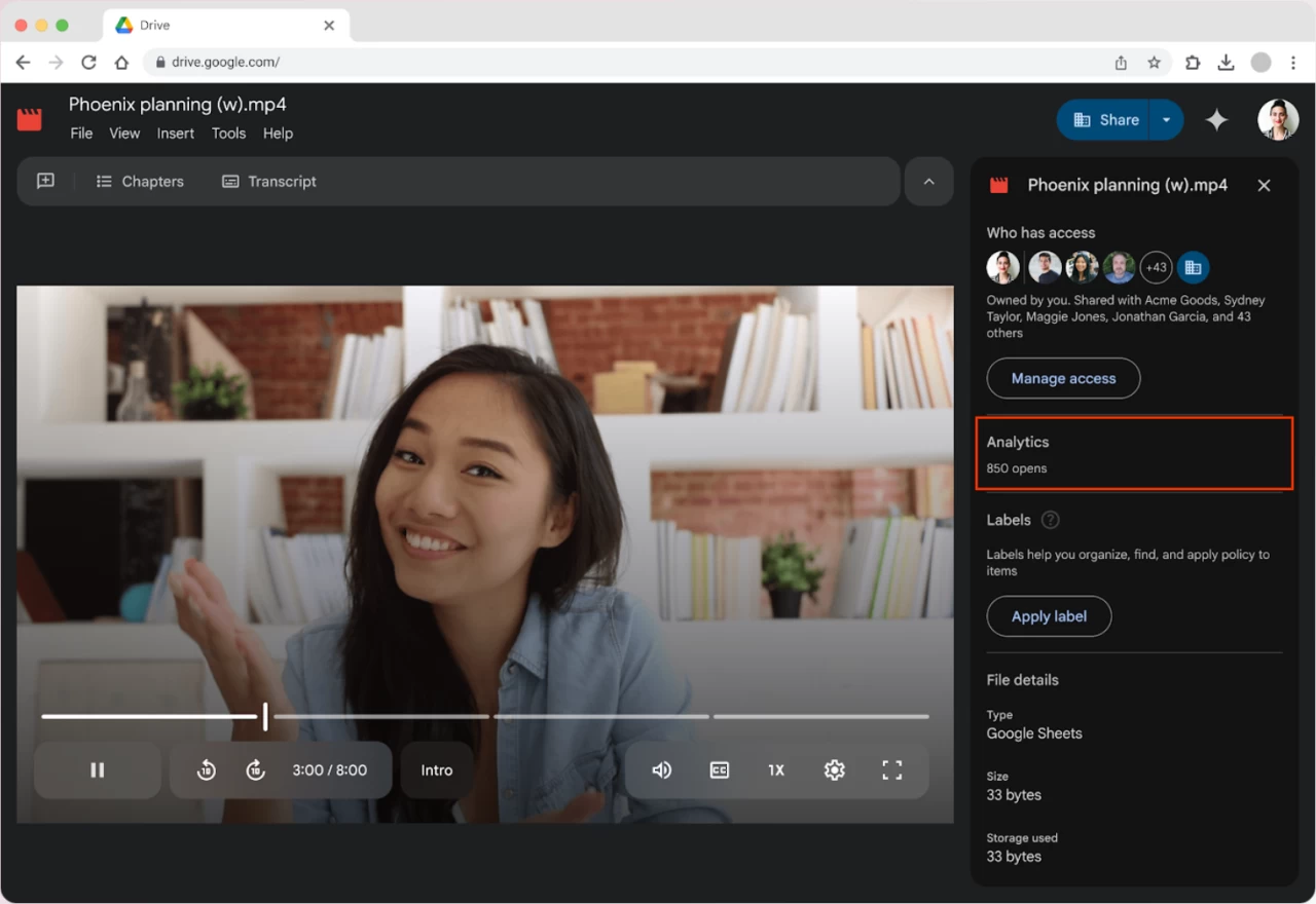 Google Drive Video Analytics