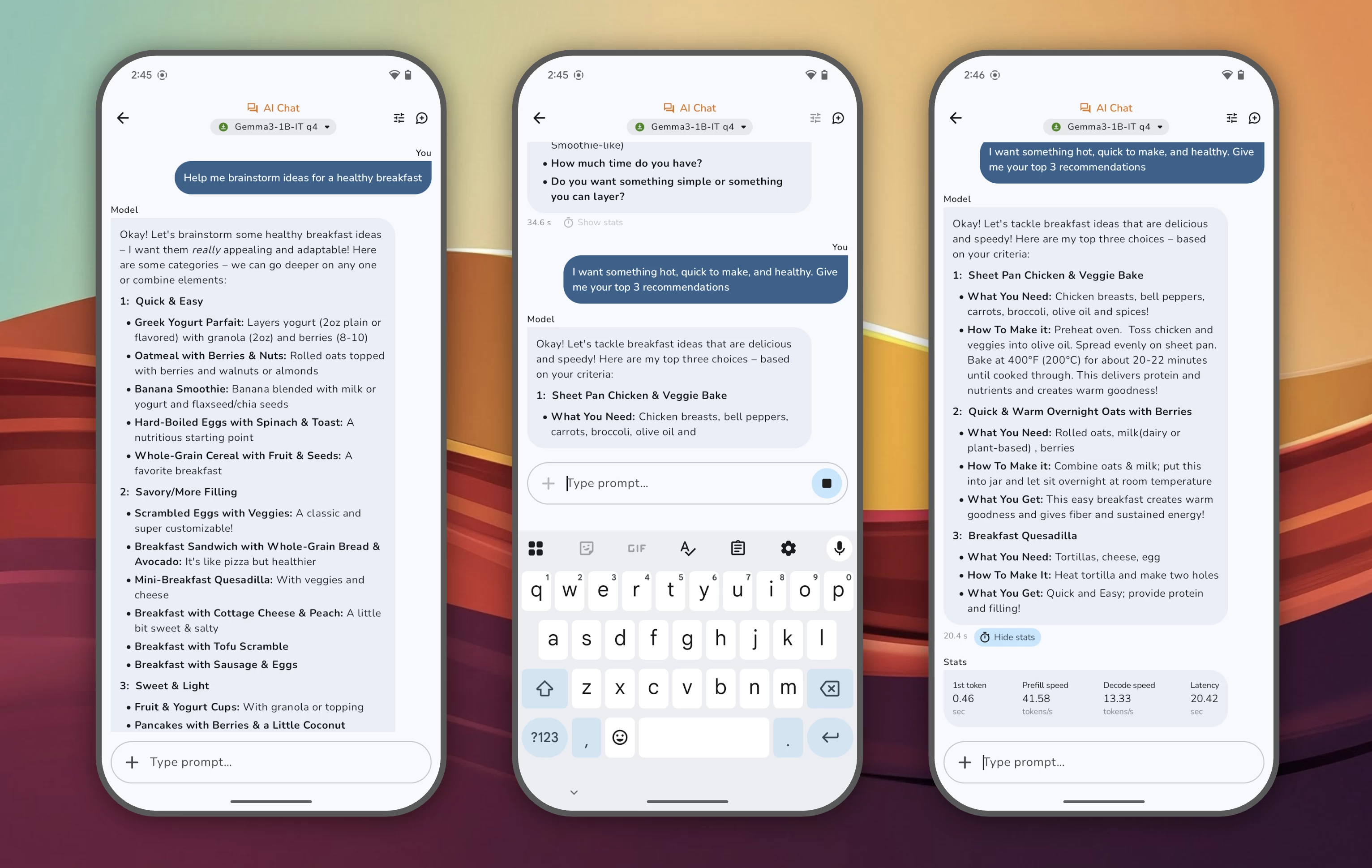Google AI Edge Gallery chat interface screenshot