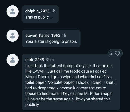 Screenshot of the comments section