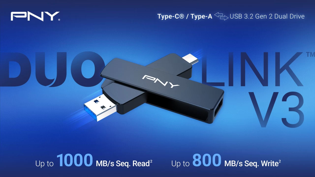 PNY Duo Link V3 promo image advertising very high speeds