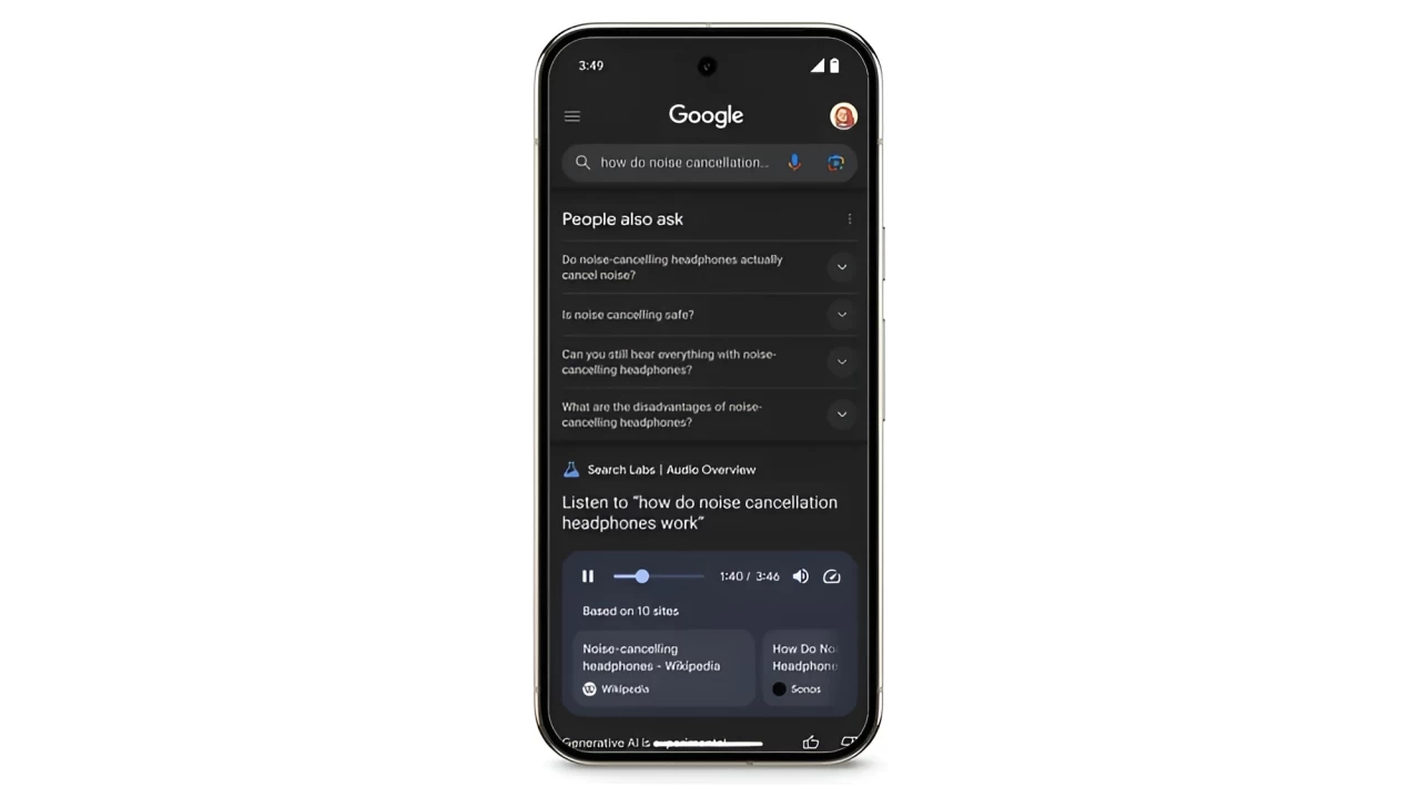 Audio Overviews in Google Search