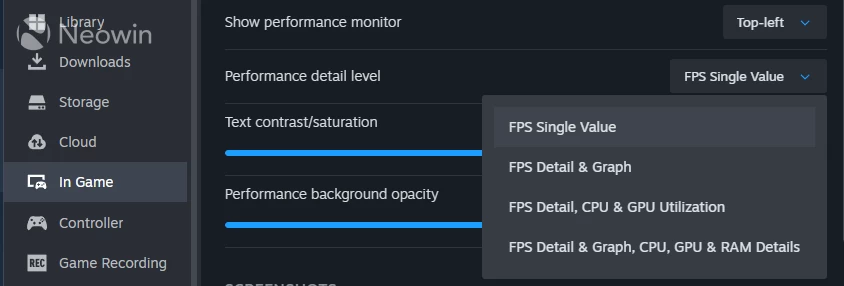 Steam performance monitor