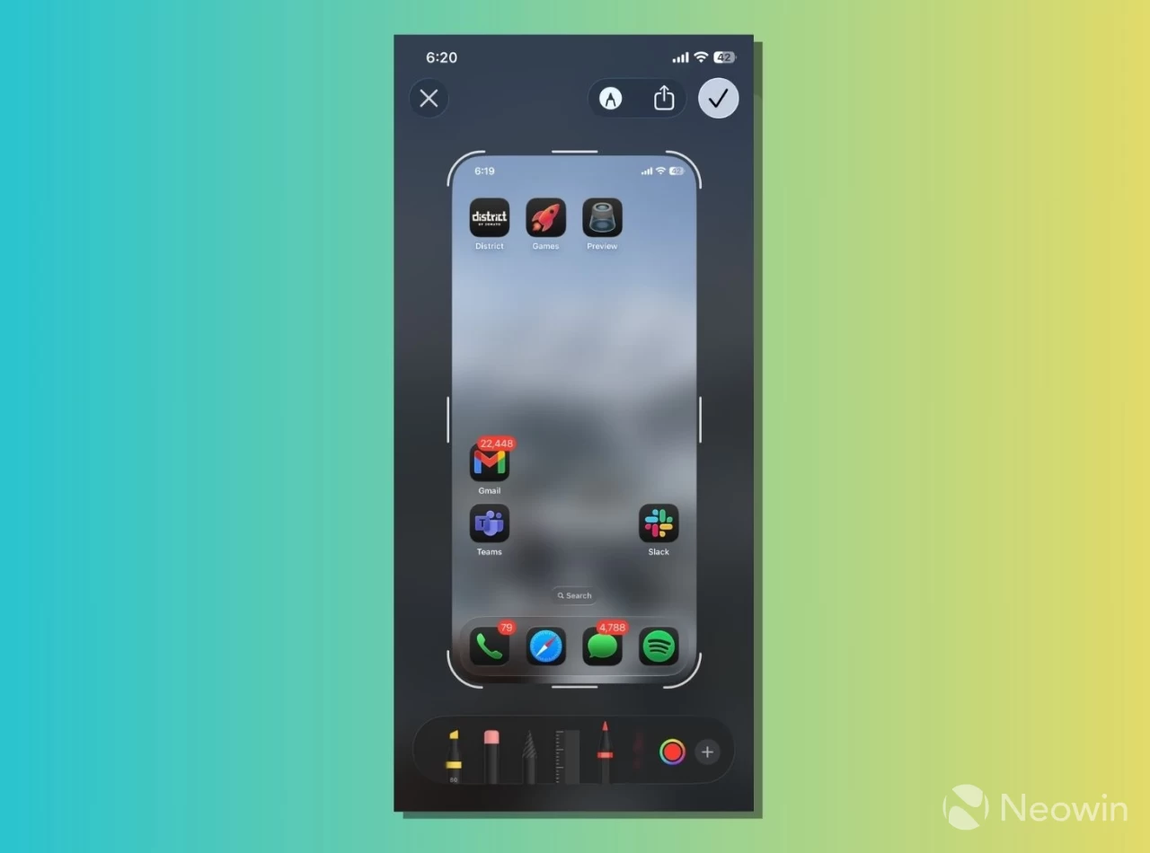 iOS 26 screenshot tool