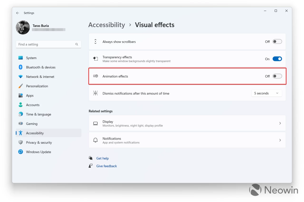 How to make Windows 11 feel faster - turn off animations in Settings