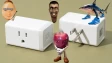 A Kasa smart plug with several brainrot memes around it