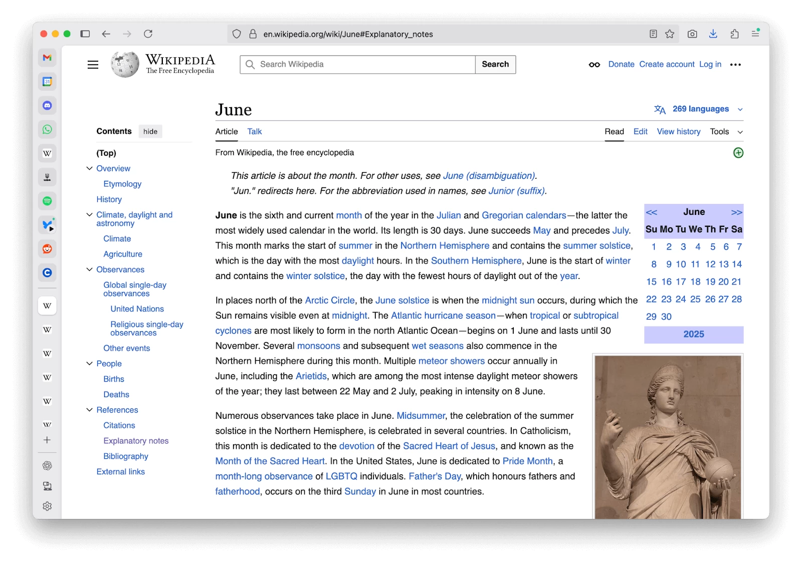 Firefox browser with the sidebar enabled demonstrating the divider for pinned tabs