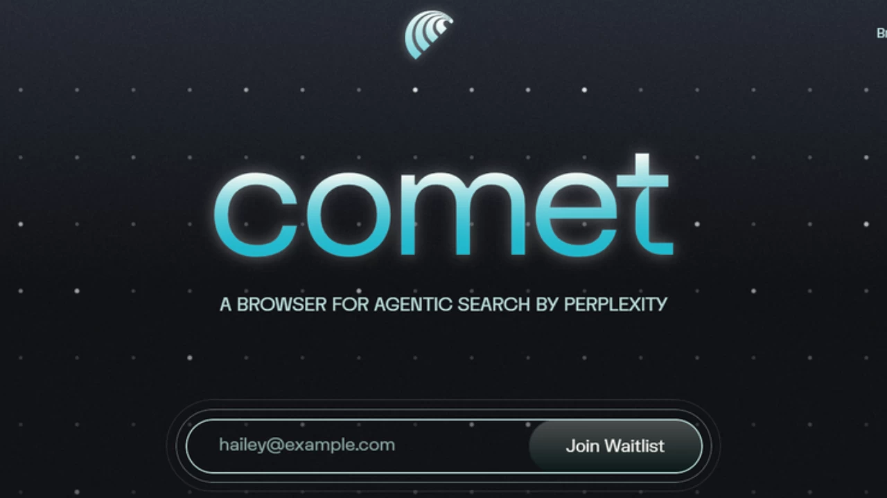 The landing page of the Perplexity Comet webpage