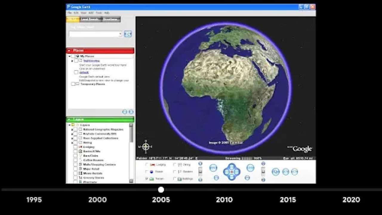 Google Earth interface in 2005