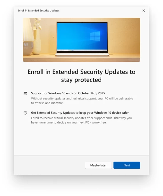 Windows 10 ESU Wizard