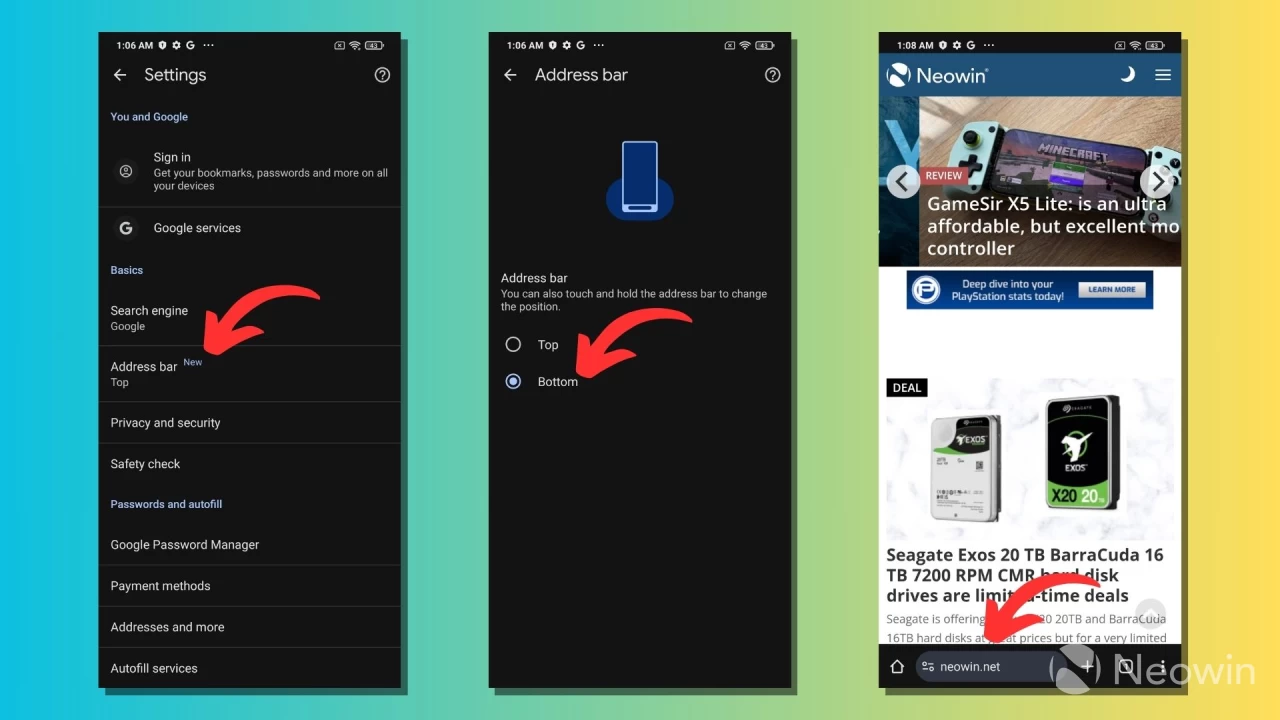 Google Chrome for Android Address Bar