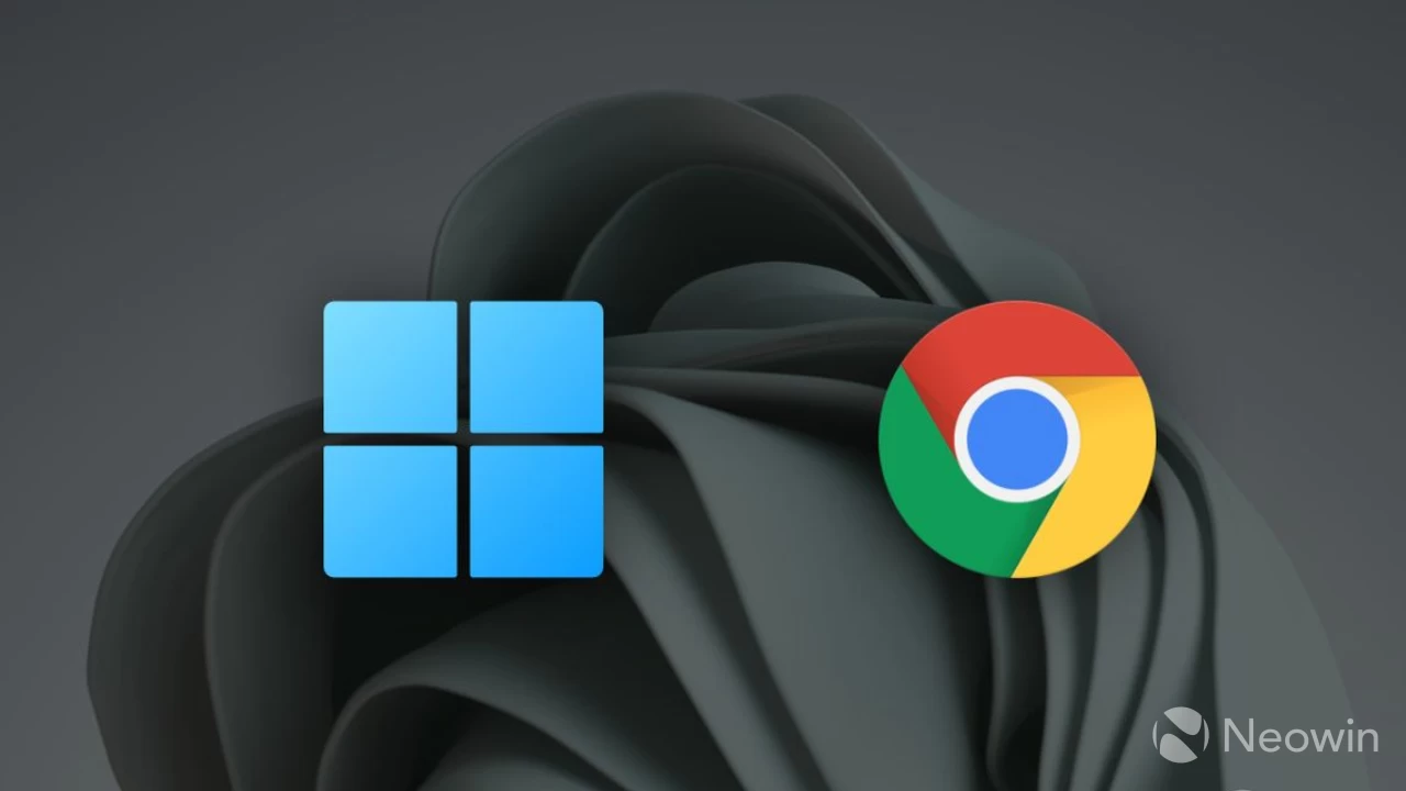 A Windows 11 logo next to a Chrome logo
