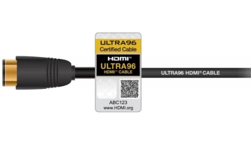 An HDMI 22 cable with the Ultra96 branding