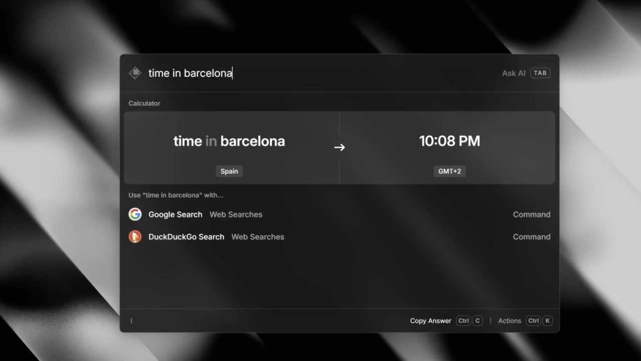Raycast time zone conversion