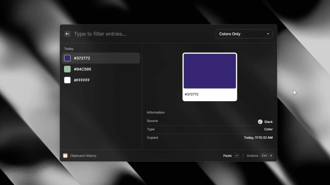 Clipboard History with Colors filter