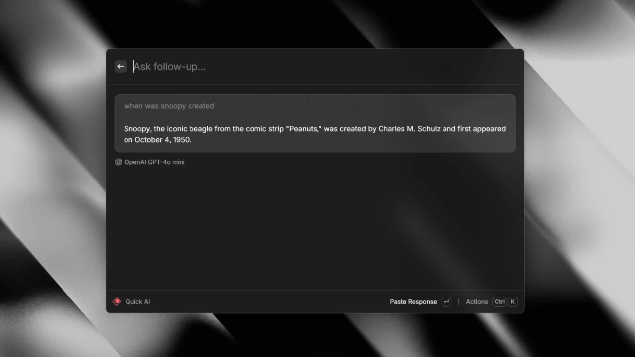 Ask AI feature in Raycast on Windows