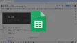 A darkened Google Sheet in the background with a logo superimposed on top