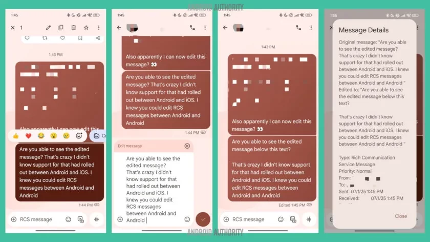 Android वरून आयफोनवर पाठविलेला संदेश संपादित करीत आहे