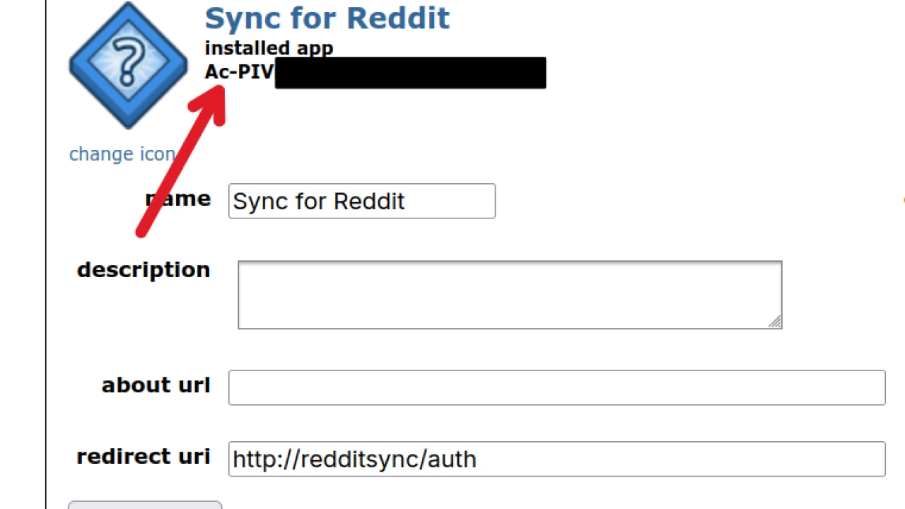Client secret for the created application