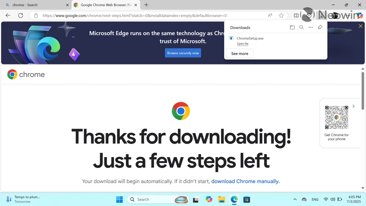 Edge ads in Chrome