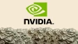 Nvidia logo with piles of cash beneath it