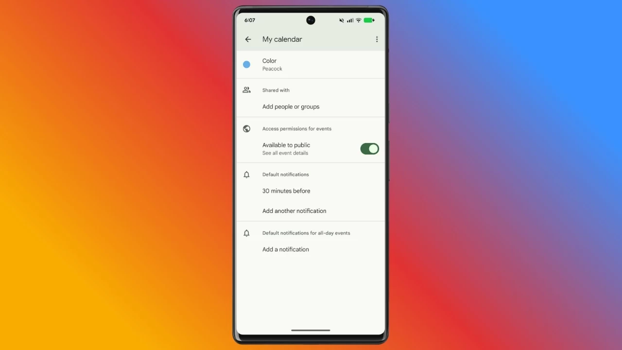 Android वर Google कॅलेंडर सामायिकरण