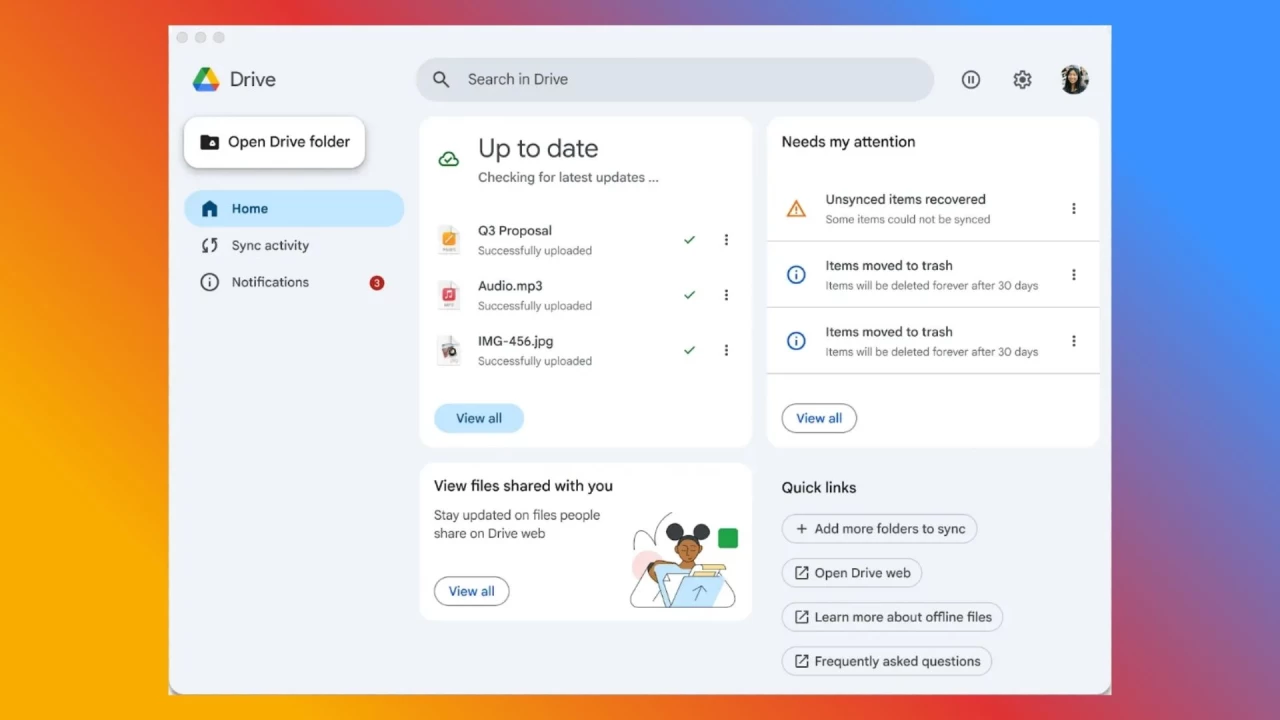 डेस्कटॉप नवीन इंटरफेससाठी Google ड्राइव्ह