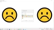Emoji search panel open in Notepad on Windows 10 with sad emoji on both sides