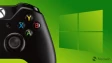 Xbox controller on a green Windows 10 wallpaper