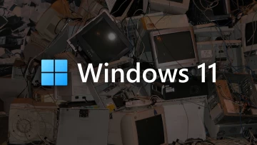 Windows 11 with old computers on the background