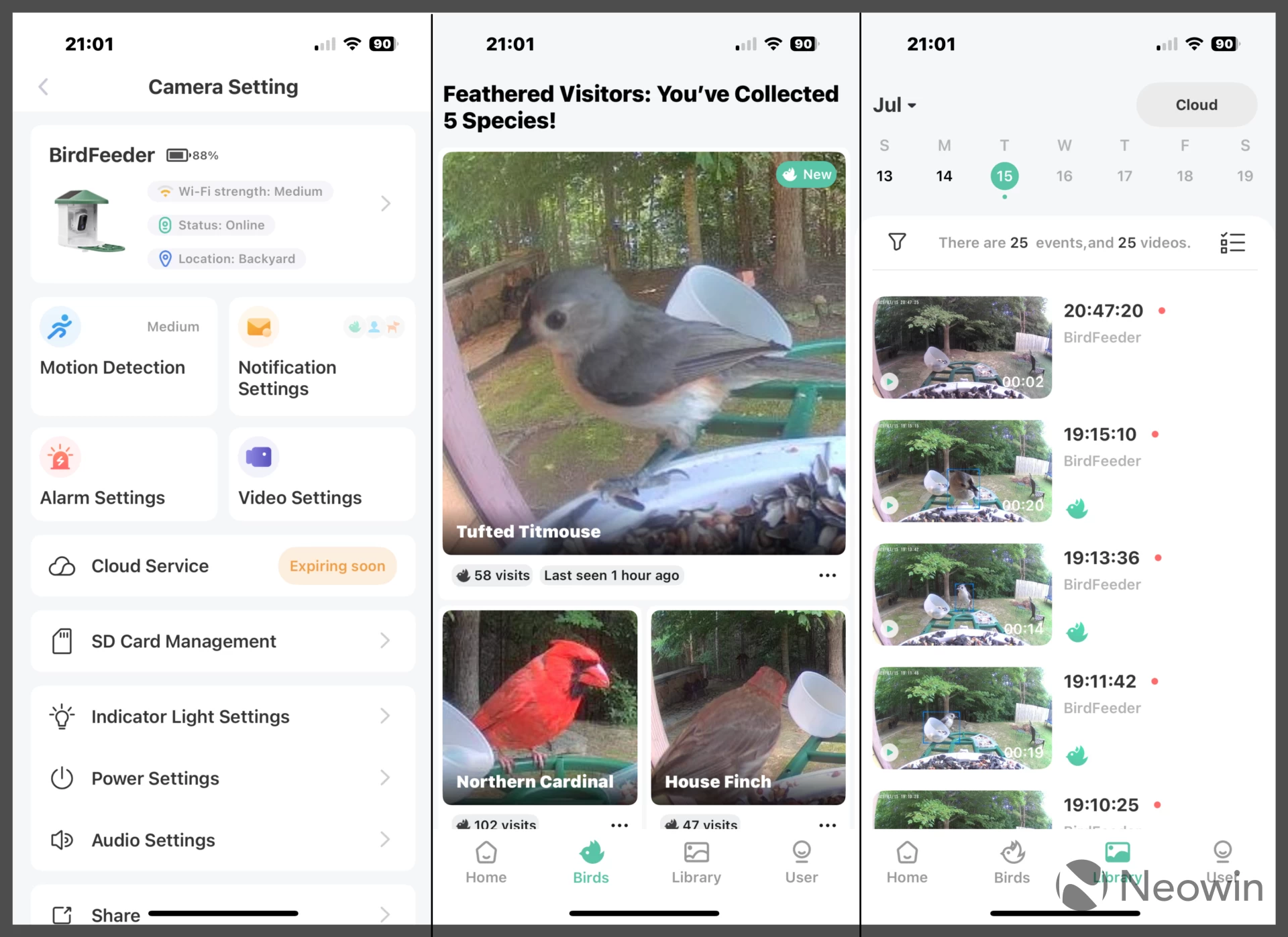 Three screenshots of the app stiched together