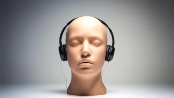 a headset on display on a dummy head