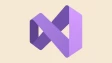A logo of Visual Studio 2022 on a light orange background