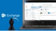 A logo for Microsoft Exchange with a laptop and a grim reaper icon