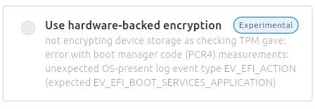 ubuntu TPM encryption options and errors