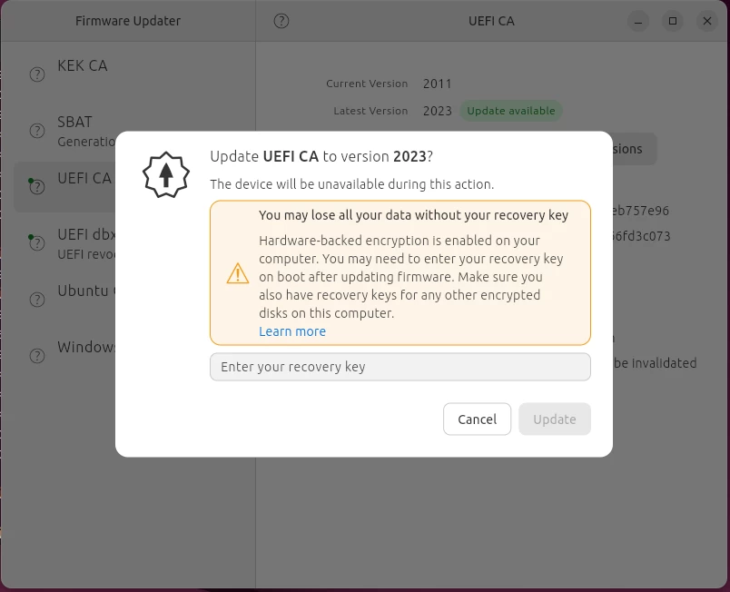 ubuntu TPM encryption options and errors