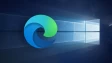 Edge logo with a Windows 10 wallpaper