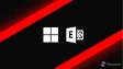 Microsoft and Exchange logos monochrome on dark background