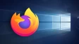 Firefox logo with a Windows 10 wallpaper